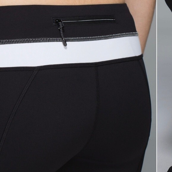 Lululemon Run Inspire Crop II All Full-On Luxtreme Black / White Leggings 4 - Picture 4 of 16